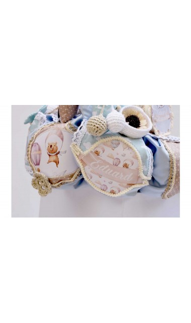 Lumanare de botez cu ursuleti si baloane personalizata prin coasere Air Balloons Teddy Bears 17